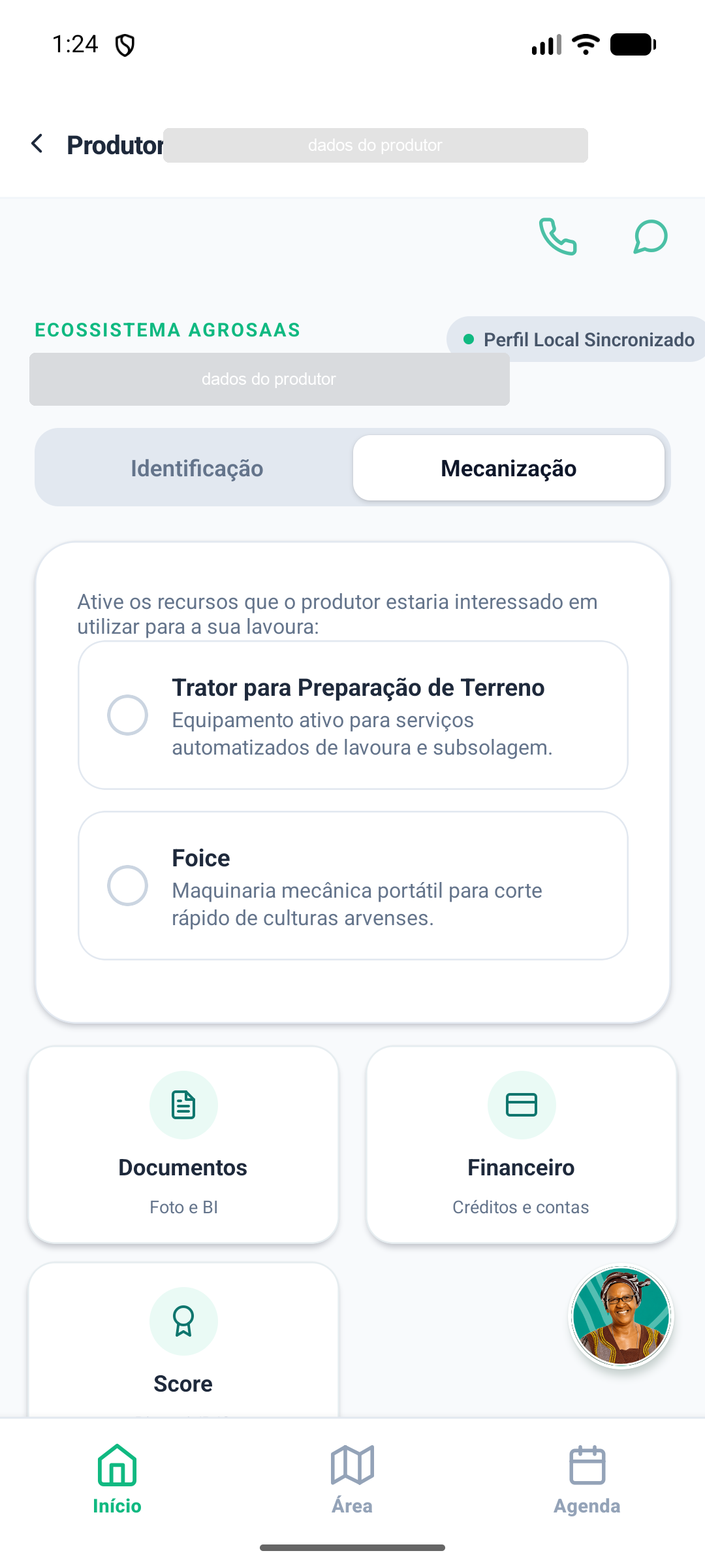 Separador Mecanização, com as opções de trator e foice
